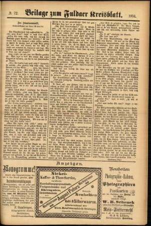 Zweite Ausgabe vom Donnerstag, den 21. Juni 1894.