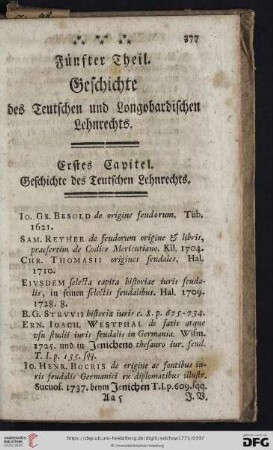 Fünfter Theil: Geschichte des Teutschen und Longobardischen Lehnrechts