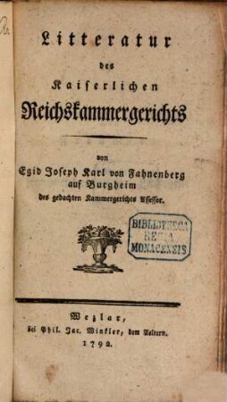 Litteratur des kaiserlichen Reichskammergerichts