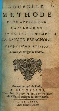 Nouvelle methode pour apprendre facilement et en peu de temps la langue espagnole