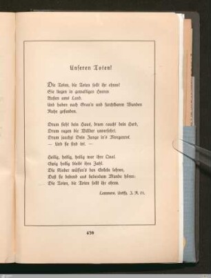 Gedicht "Unseren Toten!"