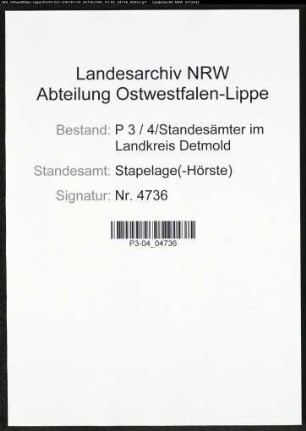 Heiratsregister Standesamt Stapelage(-Hörste)