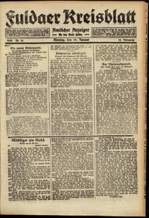 Ausgabe vom Montag, den 19. Januar 1920.