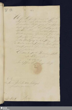 18a: Brief Fr. L. Chr. v. Solms-Laubachs an A. W. Schlegel; dat. Coelln, 12.12.1818.