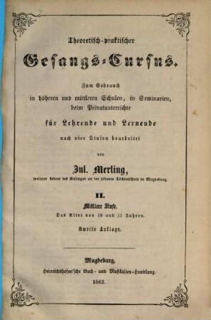 Theoretisch-praktischer Gesangs-Cursus, 2