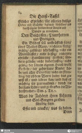 Die Hauß-Taffel / Domjaza Taffla