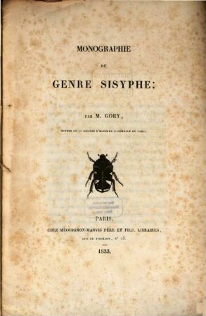 Monographie du genre Sisyphe