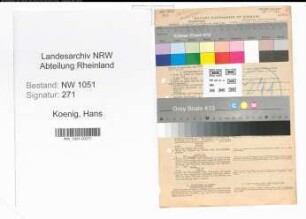 Entnazifizierung Hans Koenig , geb. 02.08.1900 (Verwaltungsangestellter)