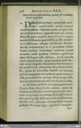 Exercitatio XXX. Tanta ad rem conservandam, quanta ad creandam virtus requiritur