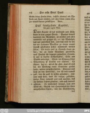 Das funfzehnte Kapitel, bis zum 34ten Vers.