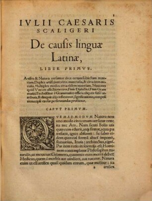 Ivlii Caesaris Scaligeri De Cavsis Lingvae Latinae Libri Tredecim