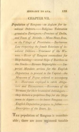Chapter VII. Population of Rangoon ...