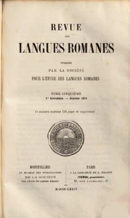 Revue des langues romanes. 5. 1874