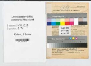 Entnazifizierung Johann Kaiser , geb. 06.06.1910 (Kaufmann)
