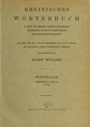 Rheinisches Wörterbuch / E-G