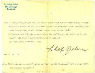 Adolf Behne an Bruno Taut