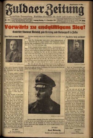 Erste Ausgabe vom Samstag, den 02. November 1935.