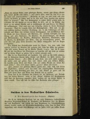Umschau in dem Nassauischen Schulwesen : II. Die Verhältnisse der Lehrer ; (Schluß)