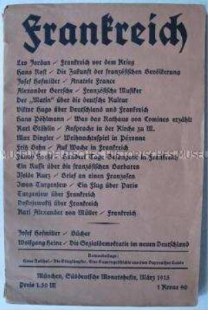 Gesellschaftstheoretische Fachzeitschrift "Süddeutsche Monatshefte" über Frankreich