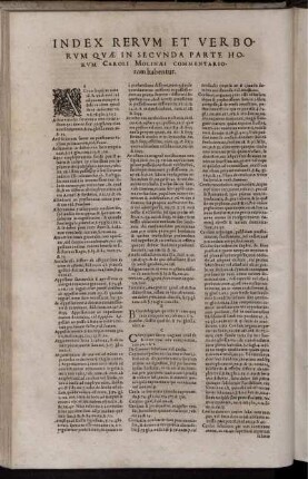 Index Rerum Et Verborum Quae In Secunda Parte Horum Caroli Molinaei Commentariorum habentur