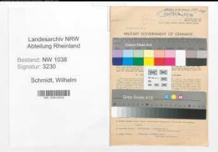 Entnazifizierung Wilhelm Schmidt , geb. 17.02.1883 (Postbeamter)