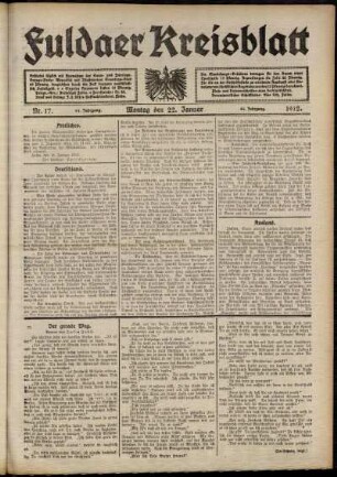 Ausgabe vom Montag, den 22. Januar 1912.