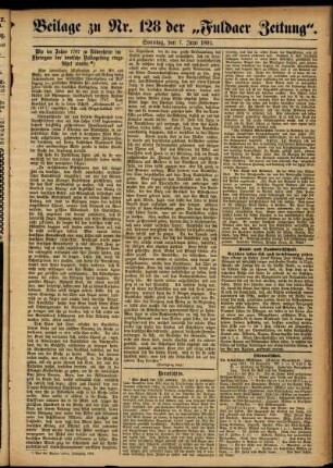 Zweite Ausgabe vom Sonntag, den 07. Juni 1891.