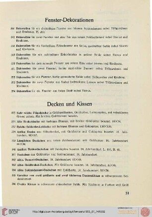 Fenster-Dekorationen (Nr. 366-374)