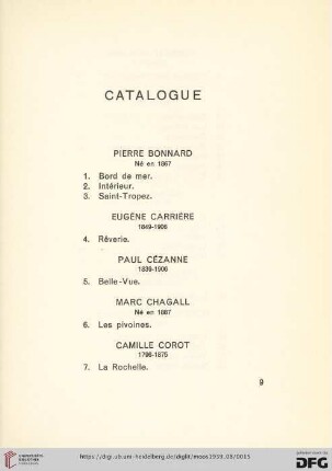Catalogue (Nr. 1-122)
