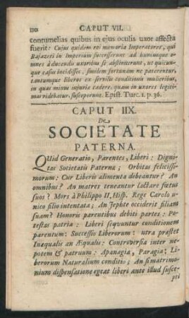 Caput IIX. De Societate Paterna