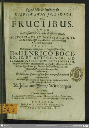 Disputatio Iuridica De Fructibus