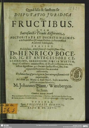 Disputatio Iuridica De Fructibus