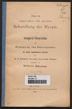 Über die conservative und operative Behandlung der Myopie