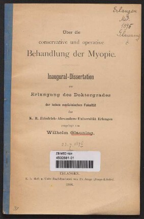 Über die conservative und operative Behandlung der Myopie