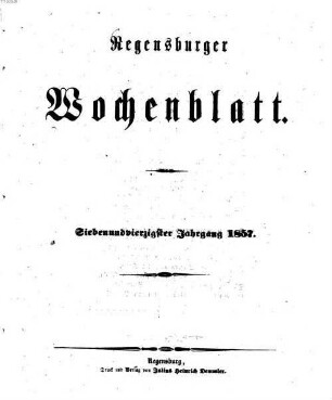 Regensburger Wochenblatt, 47. 1857