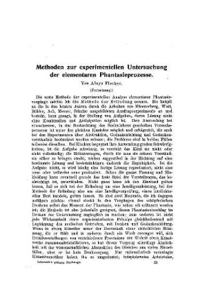 Methoden zur experimentellen Untersuchung der elementaren Phantasieprozesse : (Fortsetzung)