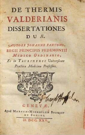 De thermis Valderianis : dissertationes duae