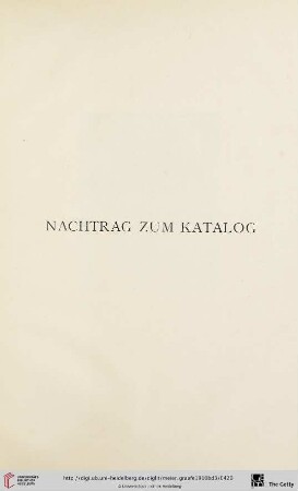 Nachtrag zum Katalog