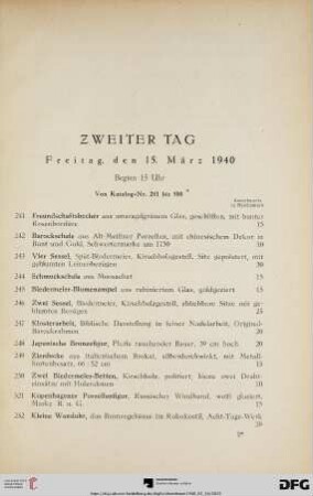 Zweiter Tag: Freitag, den 15. März 1940, Beginn 15 Uhr (Nr. 241-500)
