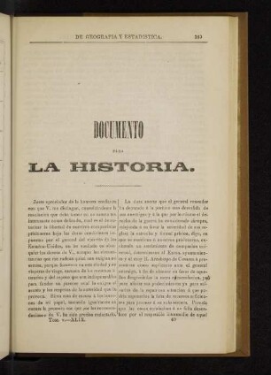 Documento para la historia.