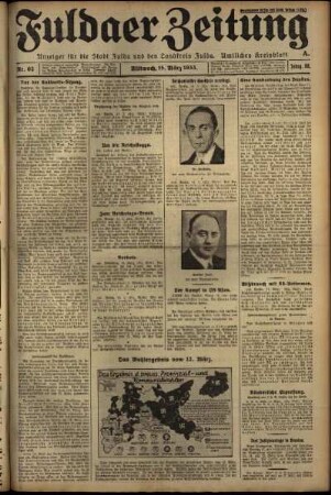 Erste Ausgabe vom Mittwoch, den 15. März 1933.