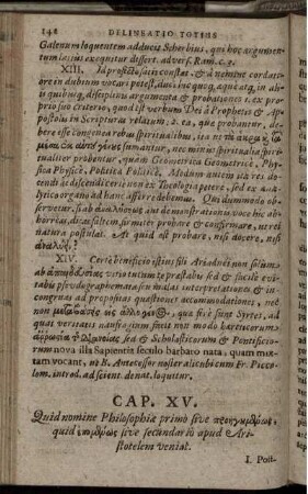 Cap. XV. Quid nomine Philosophiae primo ... secundario apud Aristotelem veniat.