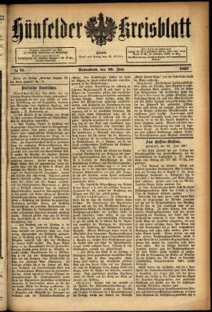 Ausgabe vom Samstag, den 26. Juni 1897.