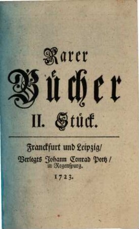 Verzeichnuess einiger rarer Bücher. 2. 1723