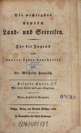 Die wichtigsten neuern Land- und Seereisen, 3 : Mit einer Karte und zwei Kupfern