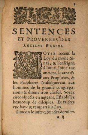 Les sentences et proverbes des anciens rabins