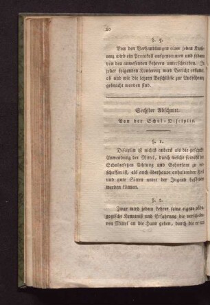 Sechster Abschnitt. Von der Schul-Disciplin.