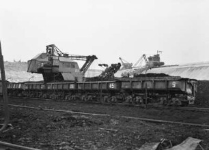 Braunkohletagebau : Schipkau. Tagebau "Frohe Zukunft". Raupenbagger 223, Mitte: Bagger 587, Hintergrund: Bagger 227