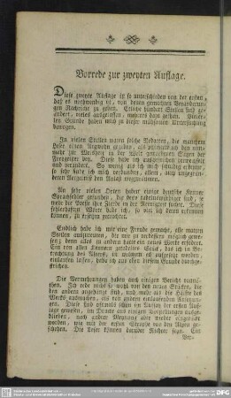 Vorrede zur zweyten Auflage