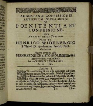 Augustanæ Confessionis Articulum XI. XII. & Abus. IV. De Poenitentia Et Confessione [...]